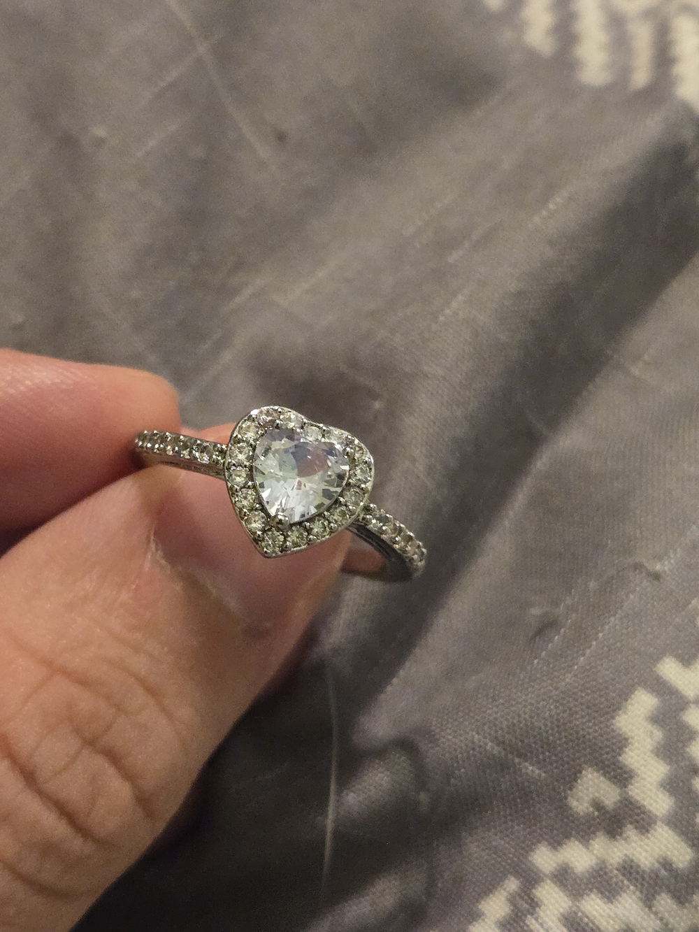 Heart Halo Silver-Tone Cubic Zirconia Ring - Clear